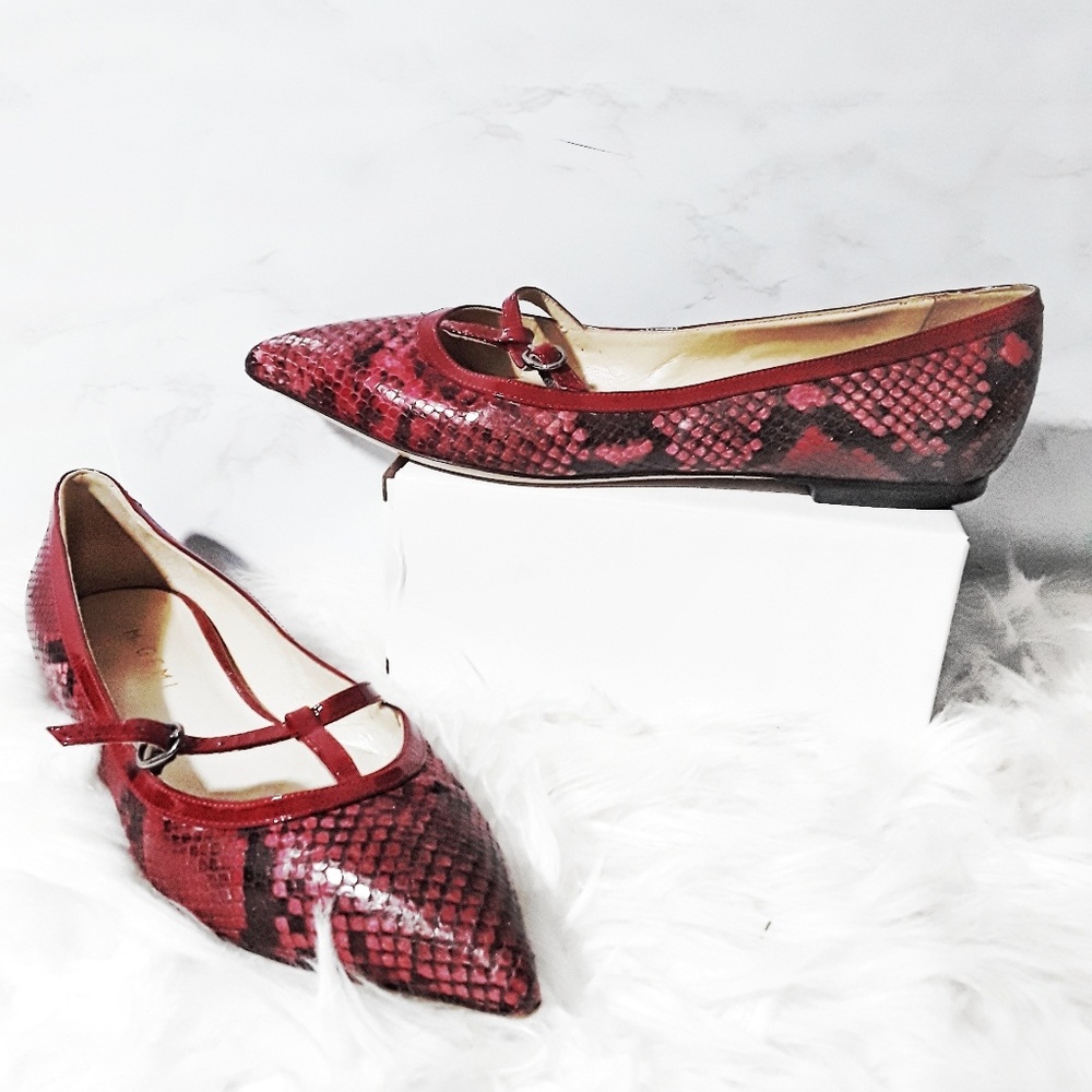 M. Gemi | Red Snakeskin Flats